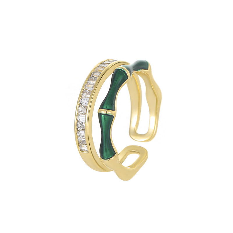 Zircon Bamboo Joint Open Ring Light Luxury Index Finger Ring